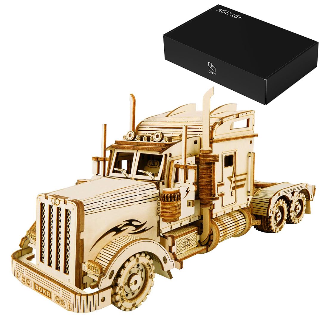 Diyengdiymx 3D Wooden Heavy-Duty Truck Model Kit, Mechanical Vehicle Car DIY Assembly Model Kit, 286+ Pieces for Adults to Build, Home Decor Collectible Gift