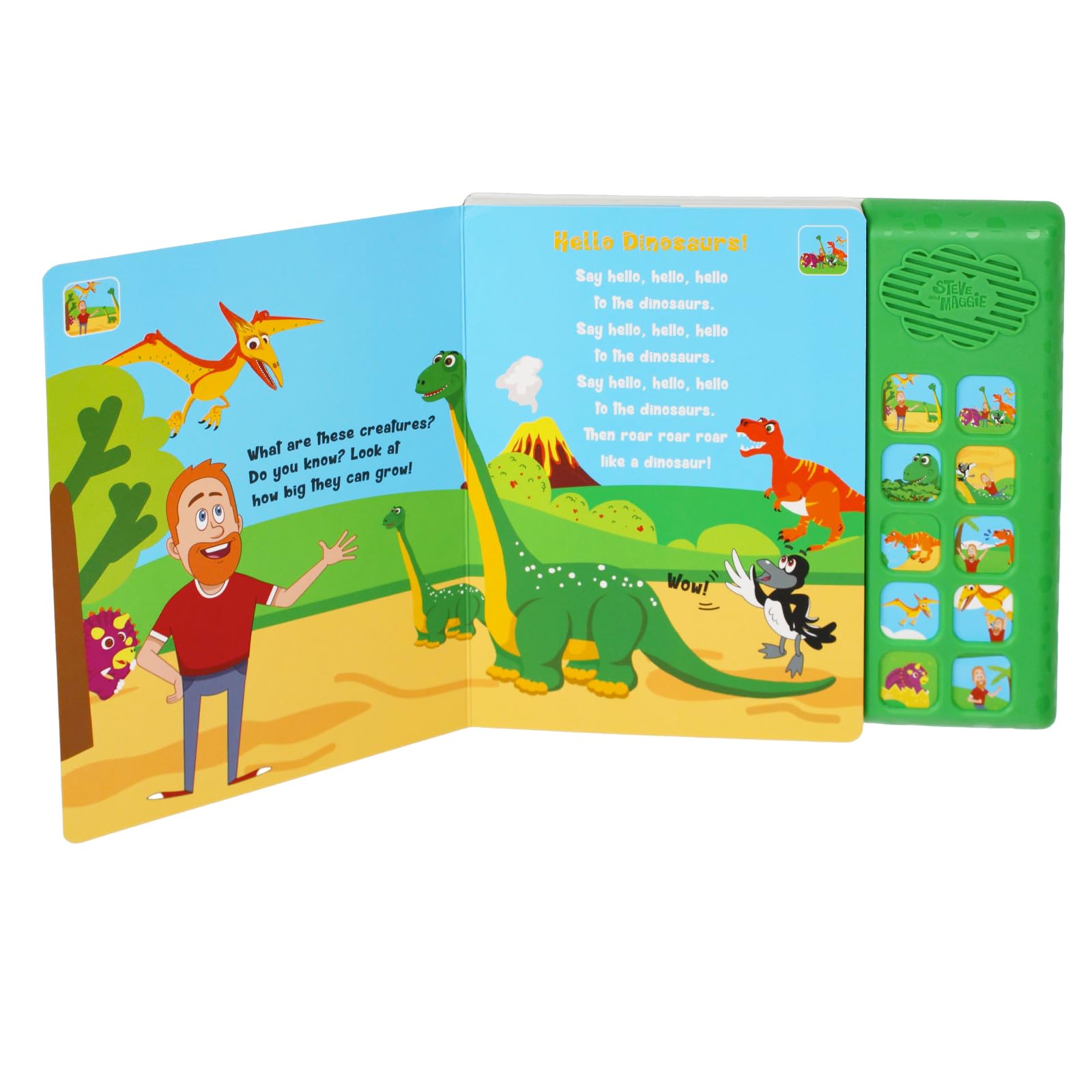 Steve and Maggie Hello Dinosaurs 10-Button Baby Sound Books, Sing-Along Dinosaur Nursery Rhymes Book - Image 2