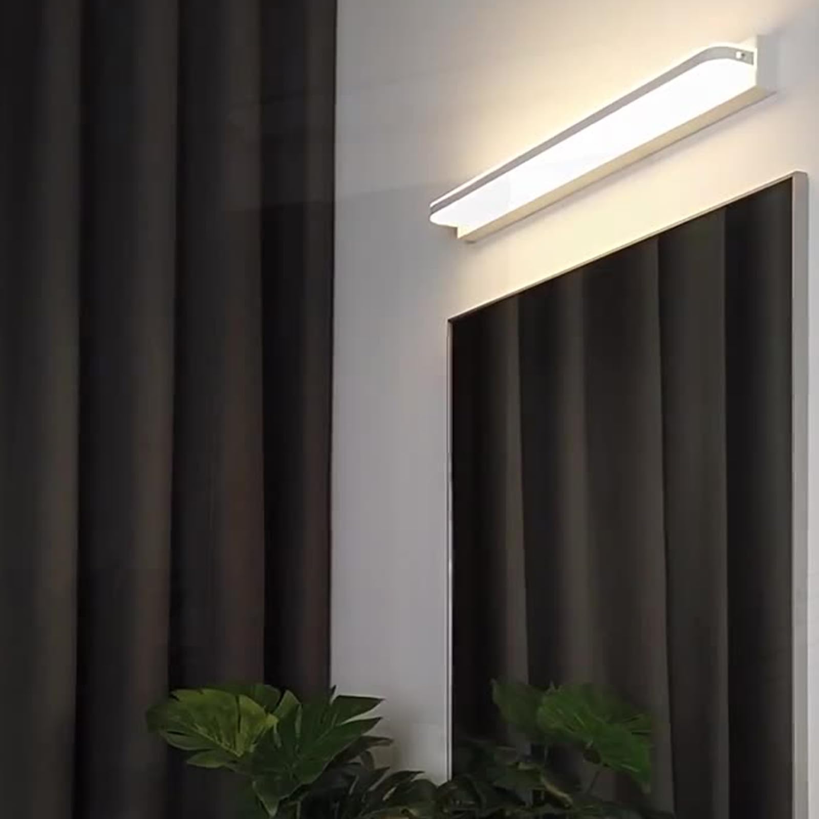 LED Spiegelleuchte Bad Wandleuchte Edelstahl Wasserdicht Wandleuchten Drei Farbtemperaturen Dimmbar Modern Wandbeleuchtung für Wohnzimmer Schminktisch Badezimmer (Schwarz,62cm)