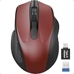 Sablute M21 Souris sans fil pour ordinateur portable, 2.4GHz USB-A Port &USB-C Adaptateur, sans fil de bureau avec 6 Boutons & 3 Niveau DPI pour les mains petites à moyennes, travailler avec PC, Ordinateur de bureau, tablette