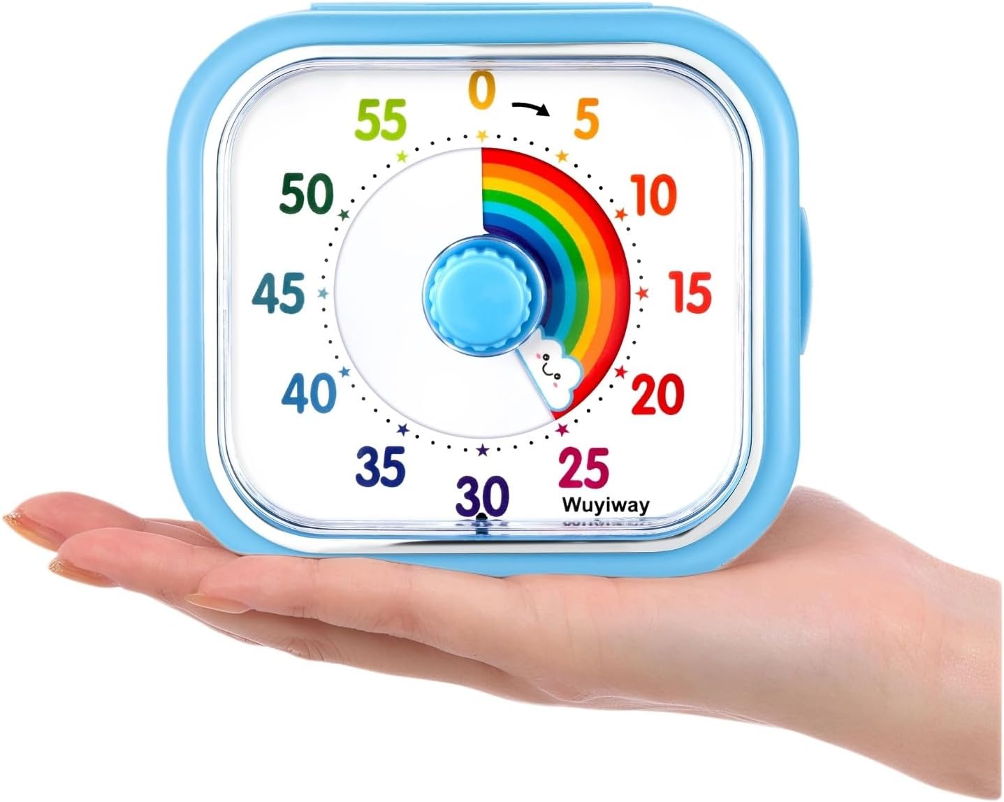Visual Timer for Kids and Adults, Rainbow Disk 60 Minute Countdown Pomodoro Timer with Pause Function, Silent Time Management Tool, Analog Timer for Classroom, Home, Office (Blue Rainbow)