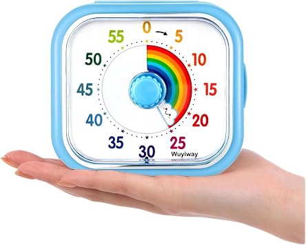 Visual Timer for Kids and Adults, Rainbow Disk 60 Minute Countdown Pomodoro Timer with Pause Function, Silent Time Management Tool, Analog Timer for Classroom, Home, Office (Blue Rainbow)