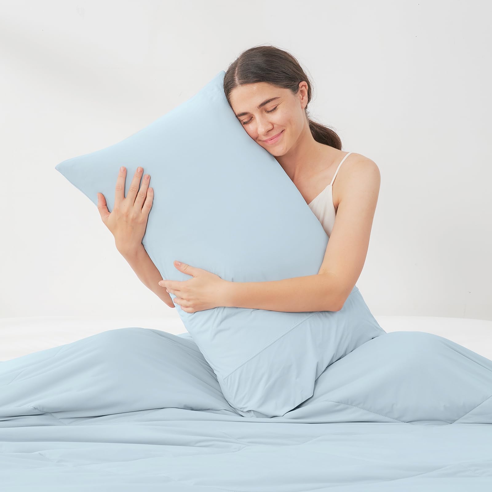Cozy Bliss Cooling Pillow Cases for Hot Sleepers, Q-Max>0.4, Standard Size Set of 2,Soft & Silky Pillow Covers with Envelope Closure,Gift, Blue, 20x26