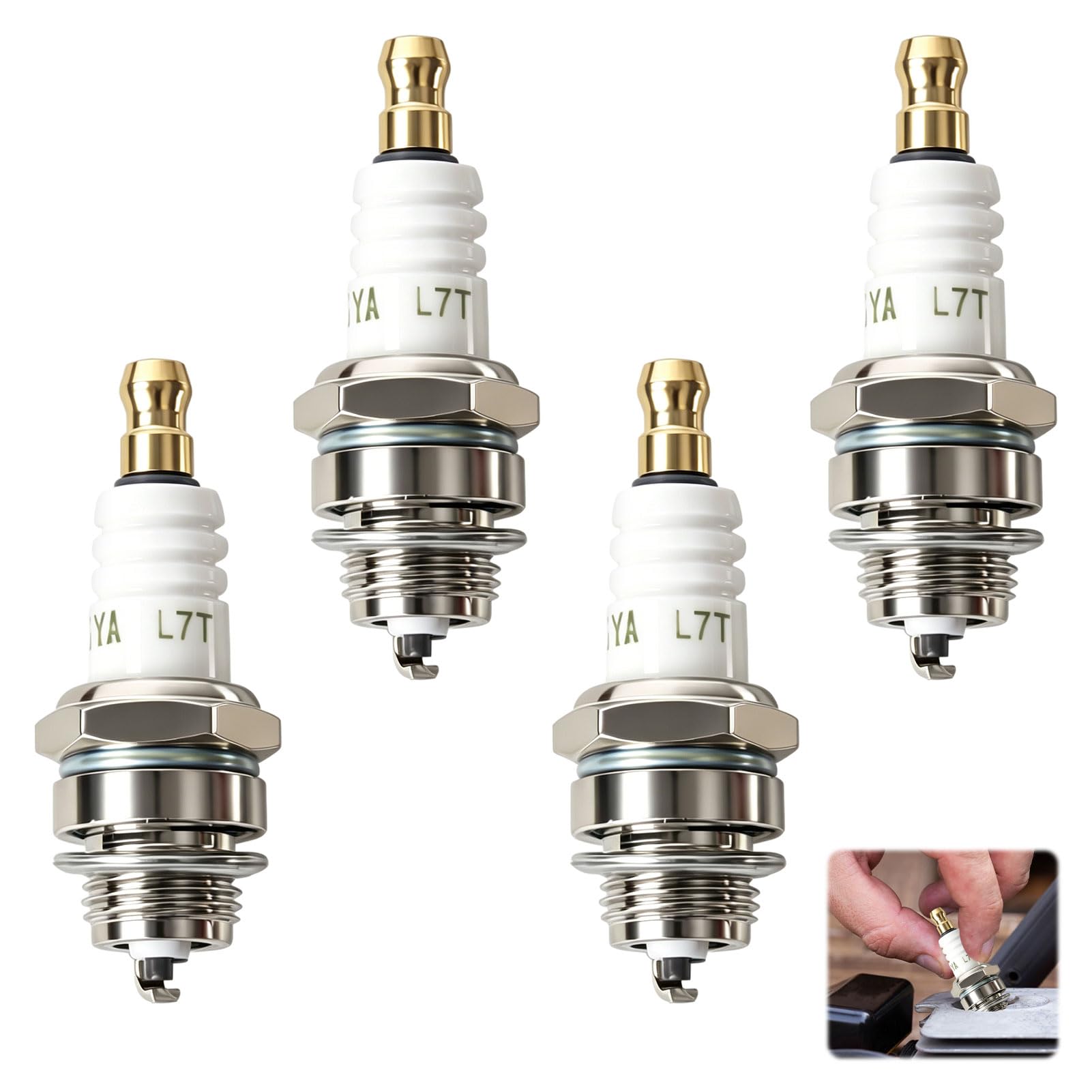 L7T Spark Plug, 4PCS Replacement Lawnmower Spark Plug High Performance RCJ6Y Sparks Plugs for Garden Lawnmower 2 Stroke Engine Parts, Garden Mechanism Parts