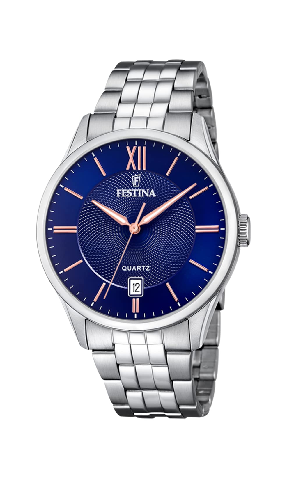 FestinaReloj Modelo F20425/5 de la colección Clasico, Caja de 43 mm Azul con Correa de Acero para Caballero