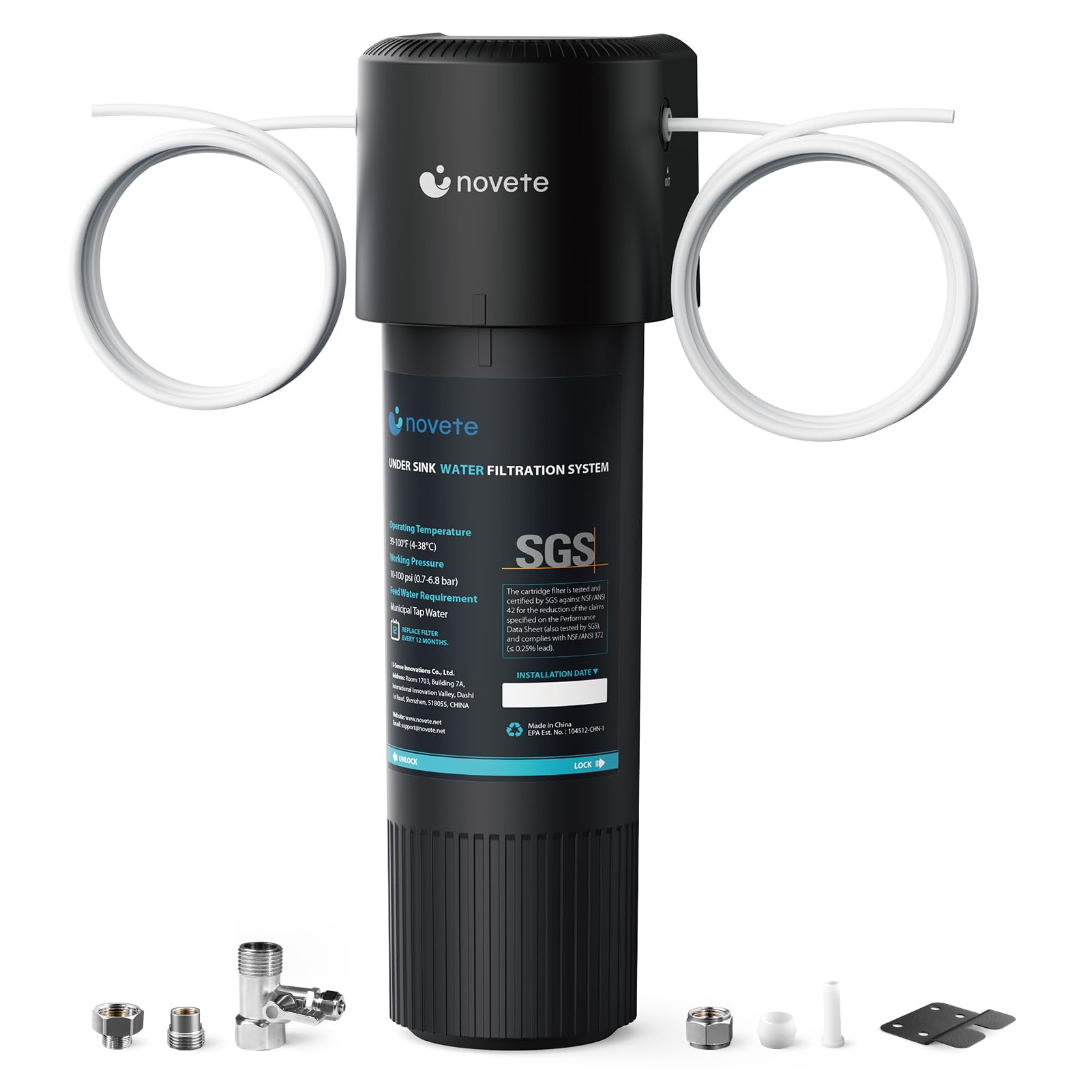 NOVETE Under Sink Water Filter 1 4 Direct Connect Update 3 Years 30 000 Gallons NSF ANSI 42