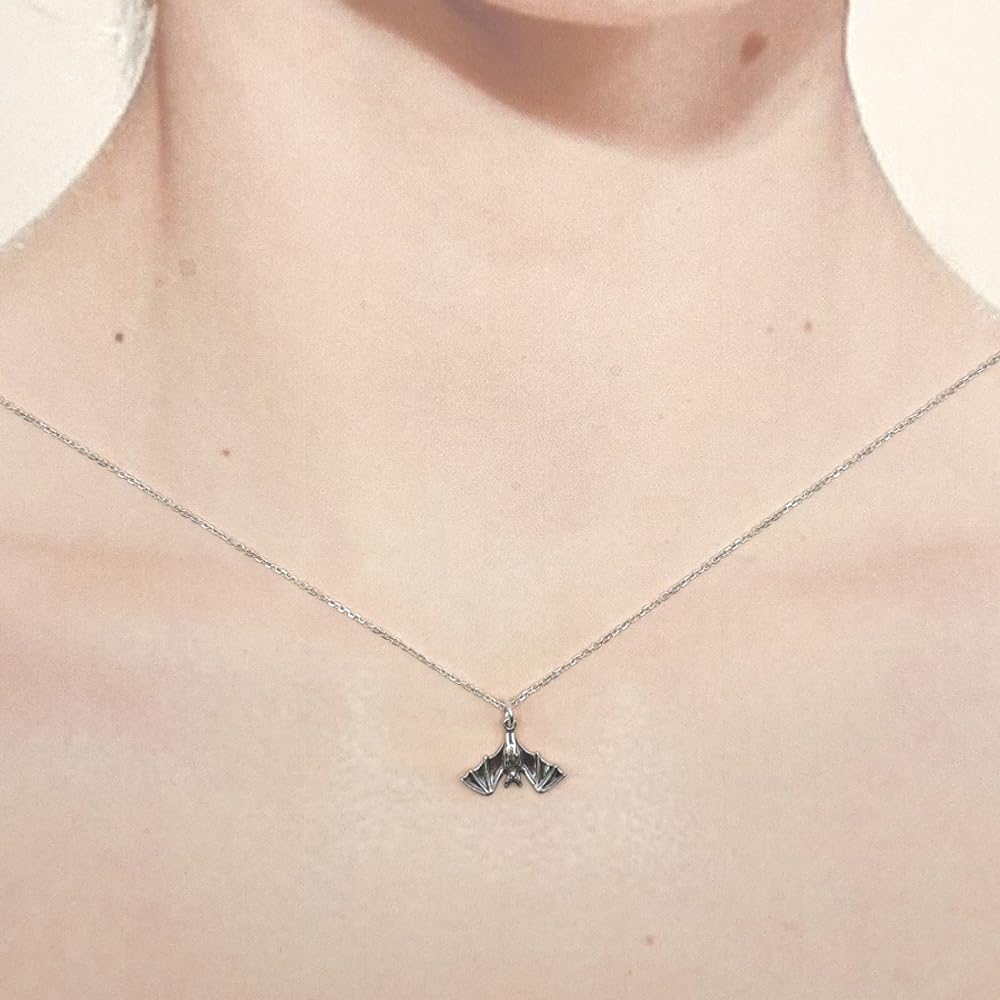 KEVIN N ANNA Sterling Silver Small Bat Charm Necklace, 18" - Image 2