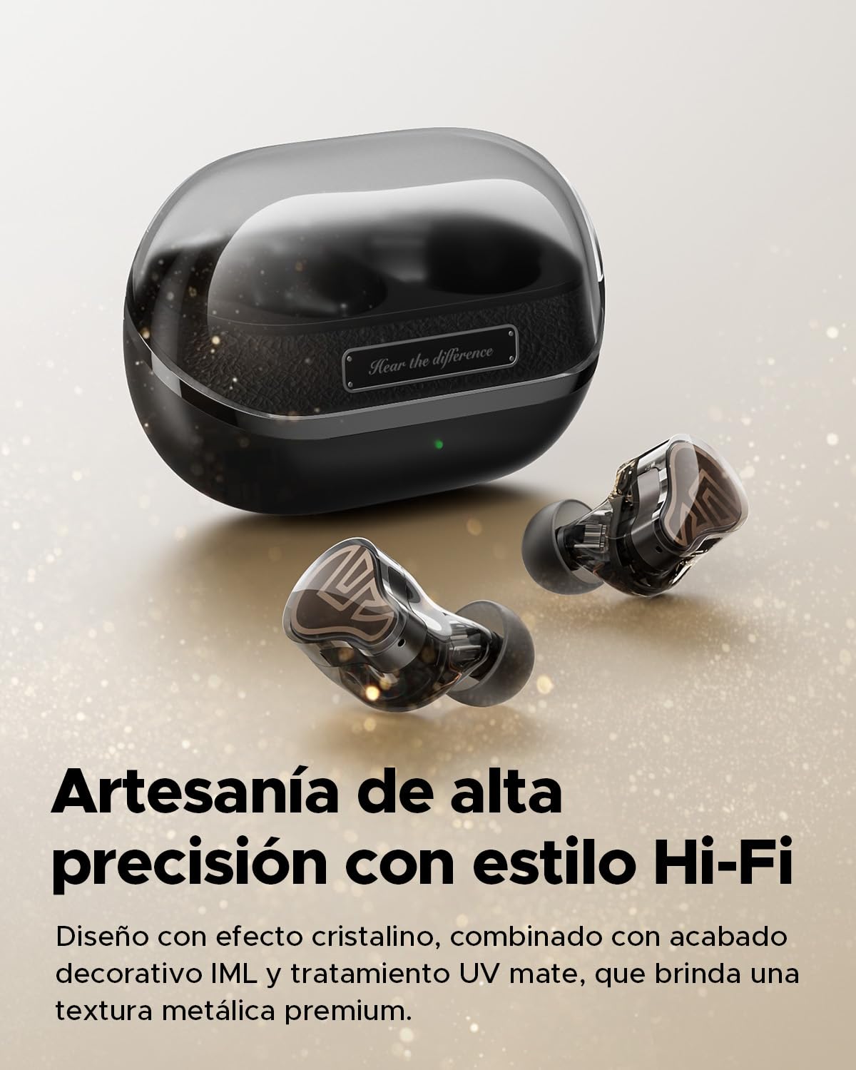 SoundPEATS H3 Auriculares Inalambricos Bluetooth Hi-Res con LDAC & aptX Lossless, Triple Unidad (1DD+2BA), Cancelación Activa 55dB, 6 Micrófonos AI, Modo Transparente, BT5.4, App, 37H, IPX5