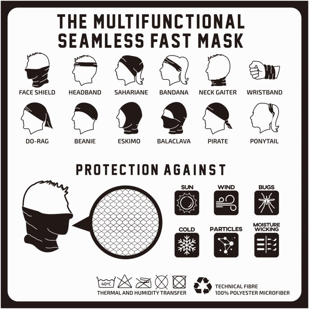 Gear Neck Gaiter Bandana, Black Polyester Microfiber, UV Protection, Multi-Purpose Face Mask - (Sky Blue Neck Gaiter) - Image 2