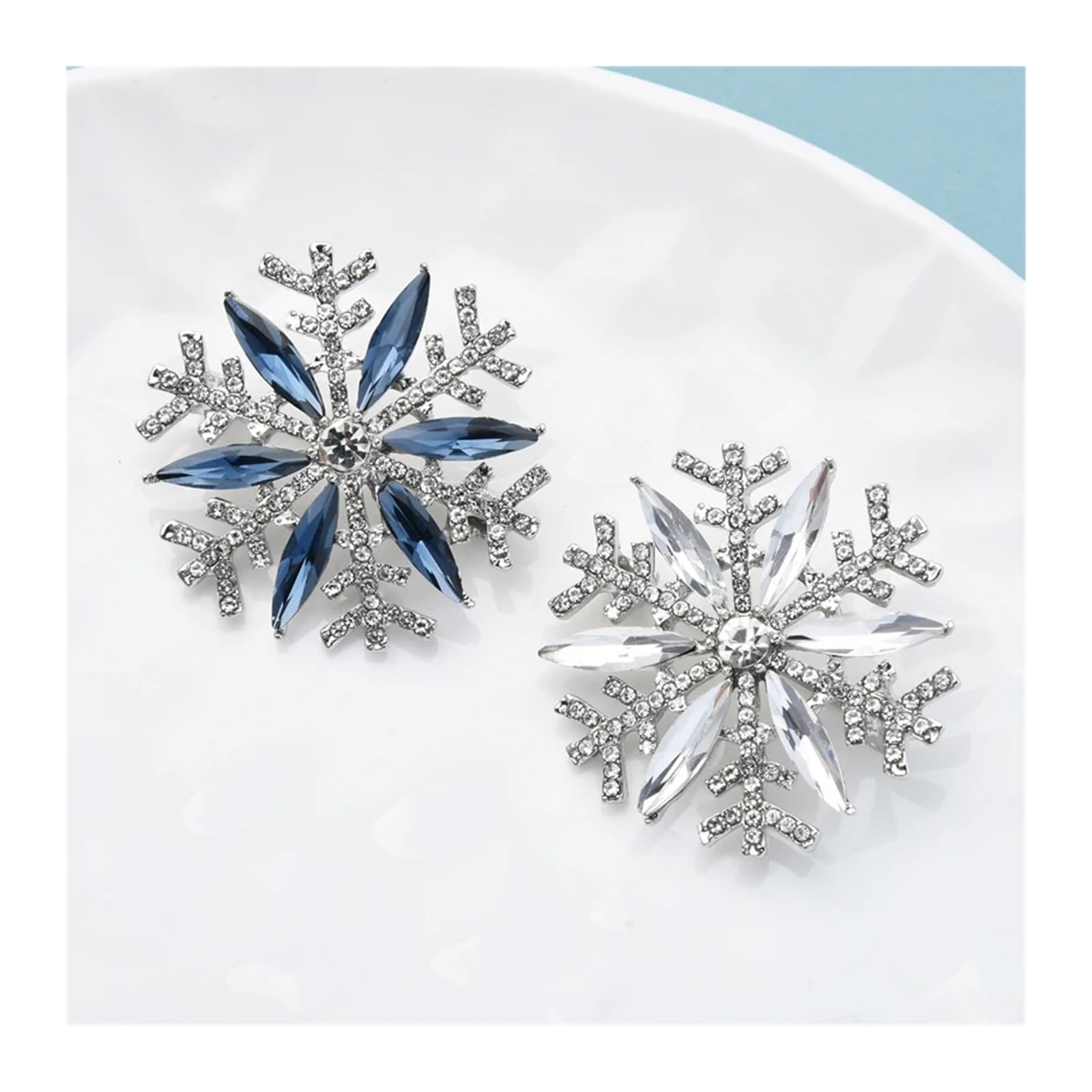 Broche Pendentif Flocon De Neige En Strass Étincelant - Bijou Vintage Alliage Argenté - Occasion
