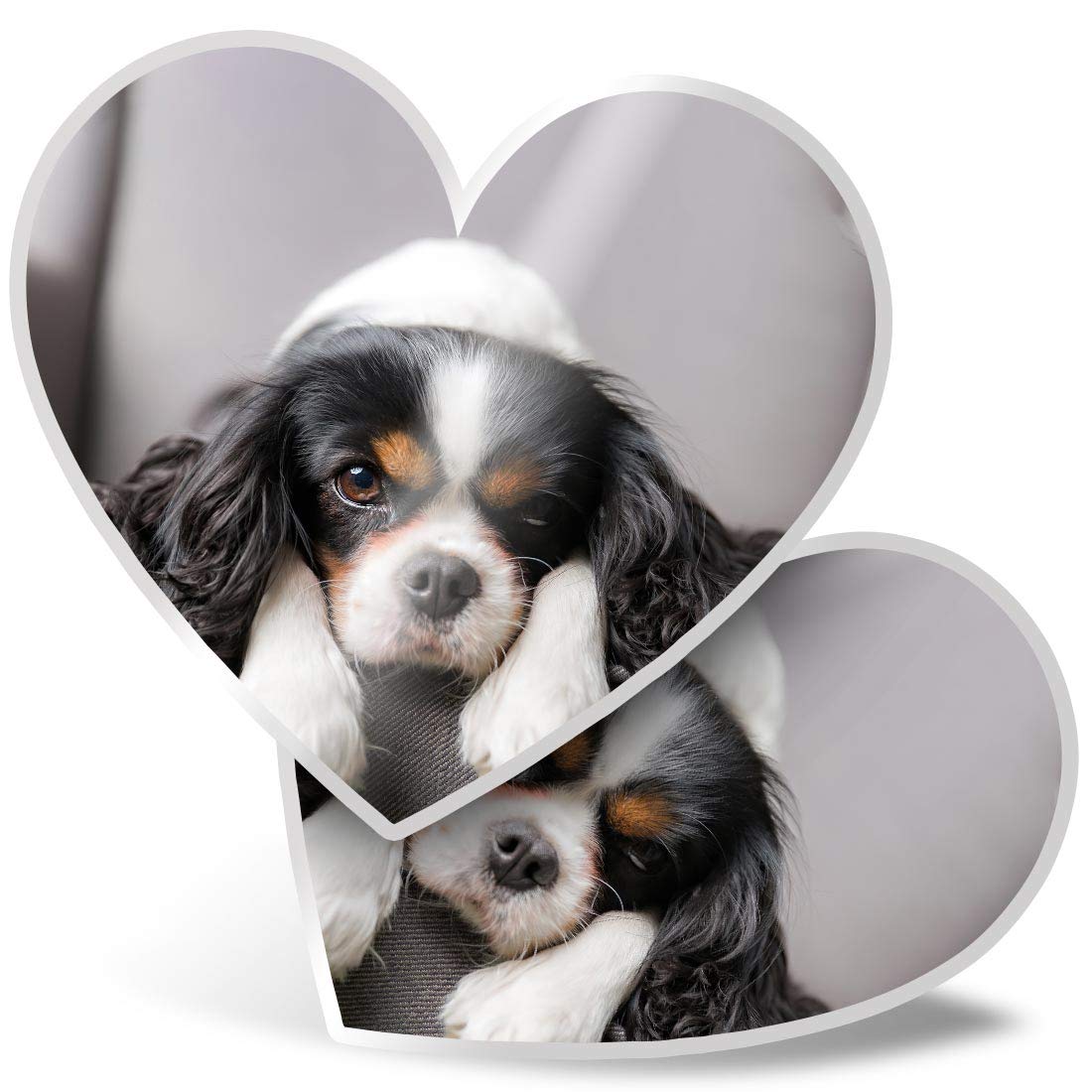 2 x Heart Stickers 7.5 cm - Cavalier King Charles Spaniel Dog Laptop Tablet Luggage Scrapbook #12388