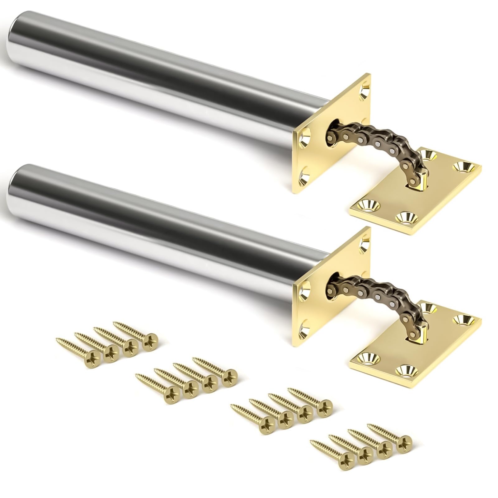 Pack of - 2 Polished Brass Concealed Door Closer for Internal Doors – Soft Close Auto Close, Hidden Chain Mechanism, Non-Handed, (Not for Fire Doors)