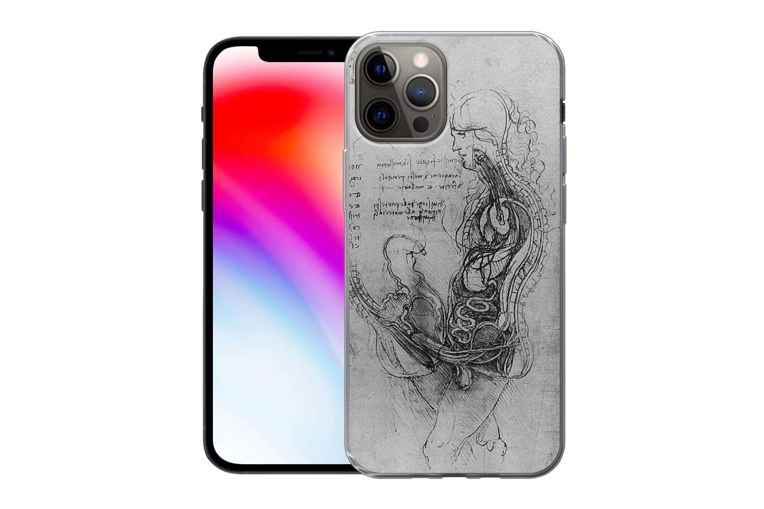 MuchoWow Funda para iPhone 13 Pro - La reproducción Humana - Leonardo da Vinci - Funda de Silicona/Funda Blanda para teléfono móvil
