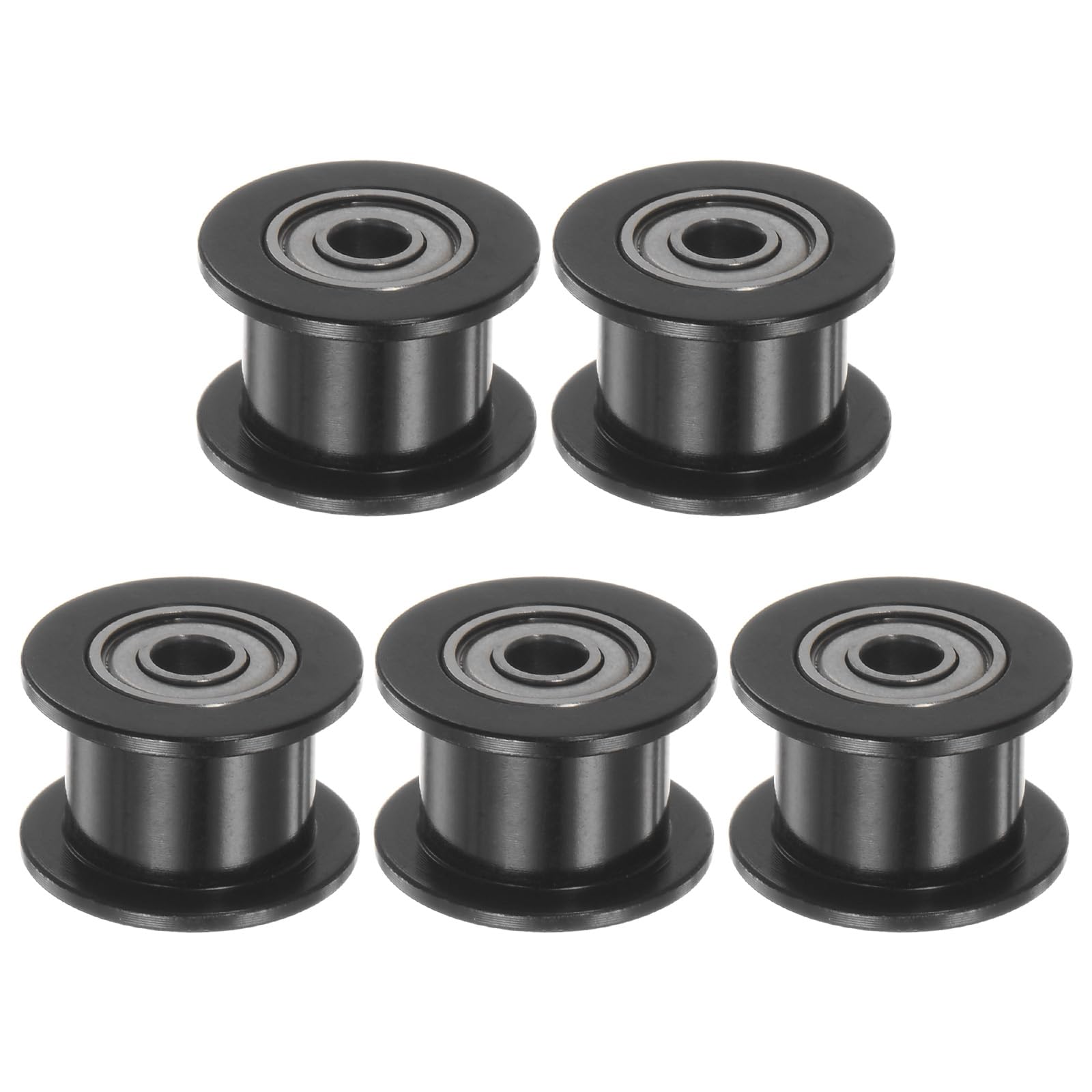 sourcing map 5pcs 2GT Idler Pulley 3mm Bore 13mm Dia. Aluminum Timing Belt Toothless for 6mm Width Belt 3D Printer CNC Machine Accessories, Black