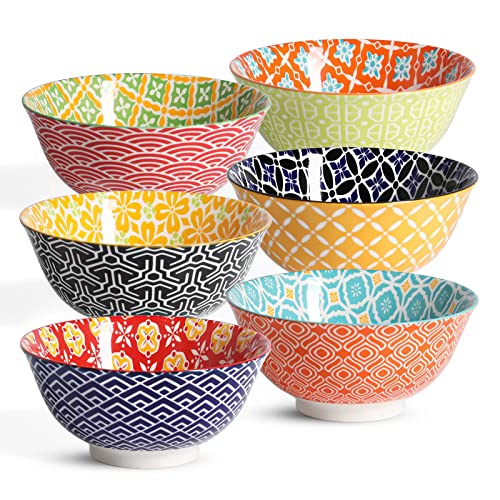 Metahom Ceramic Cereal Bowls, 23 Oz Colorful Soup Bowls, Deep Porcelain Bowl Set For Salad cover