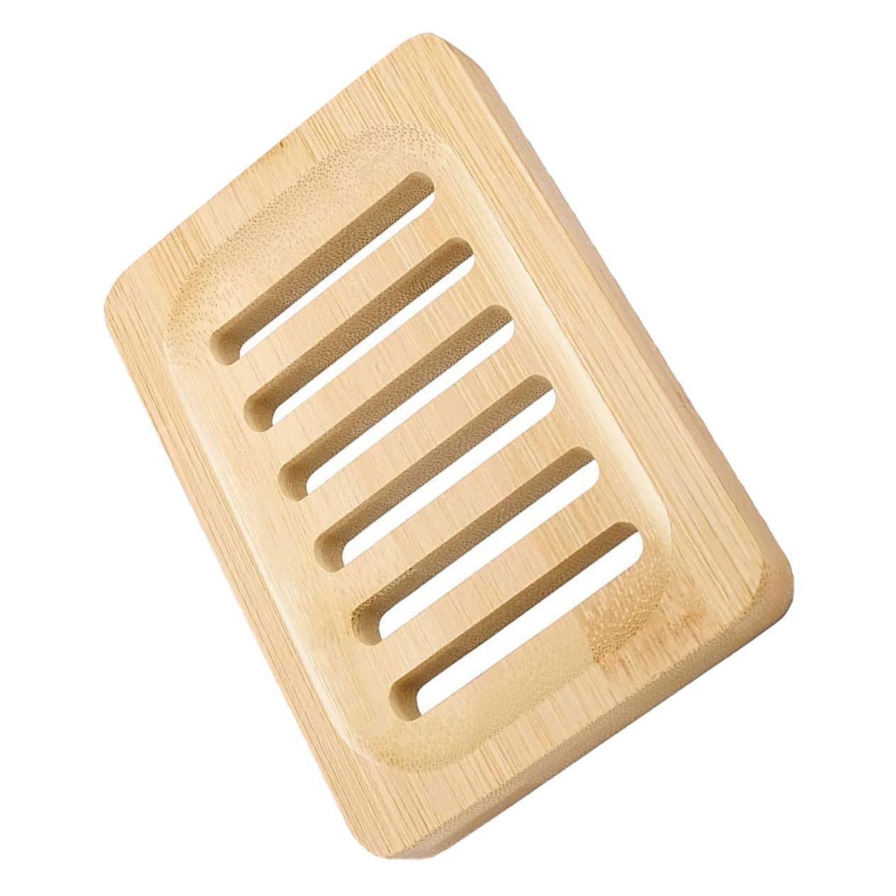 5 Piezas Jabonera de Bambú Natural con Drenaje para Jabón y Esponjas Soporte Organizador para Cocina y Baño Diseño Moderno y de Limpiar