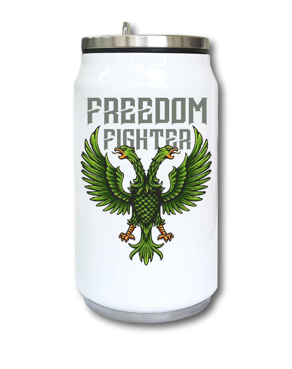 Fight For Freedom Two Headed Eagle Freedom Fighter Vacuum Insulated Thermal Beverage Can 350ml