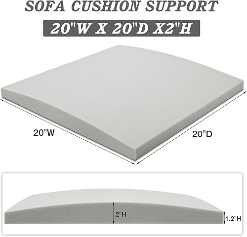 Miniatura 2 de HAVARGO Juego de 2 cojines de sofá para asiento hundido, soporte de sofá para cojines caídos, de espuma de carbón de bambú, color gris claro