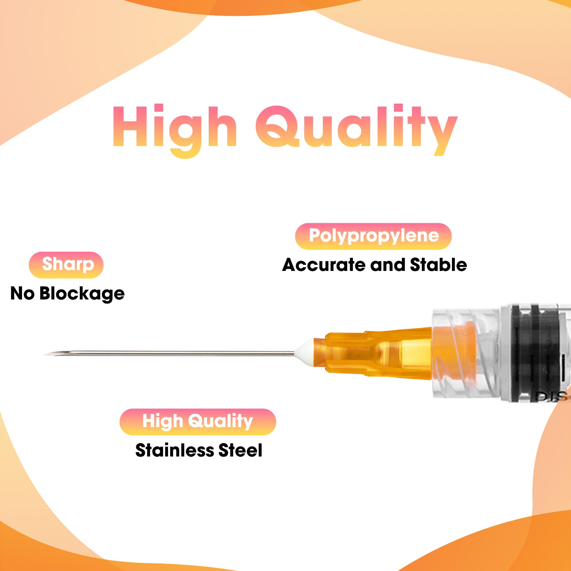 100 Pack 2.5ml Syringes with Needle - 25G 1 inch Disposable 2.5cc Luer Lock Syringe for Scientific Lab Use, Sterile Individually Wrapped — Amazon image 5
