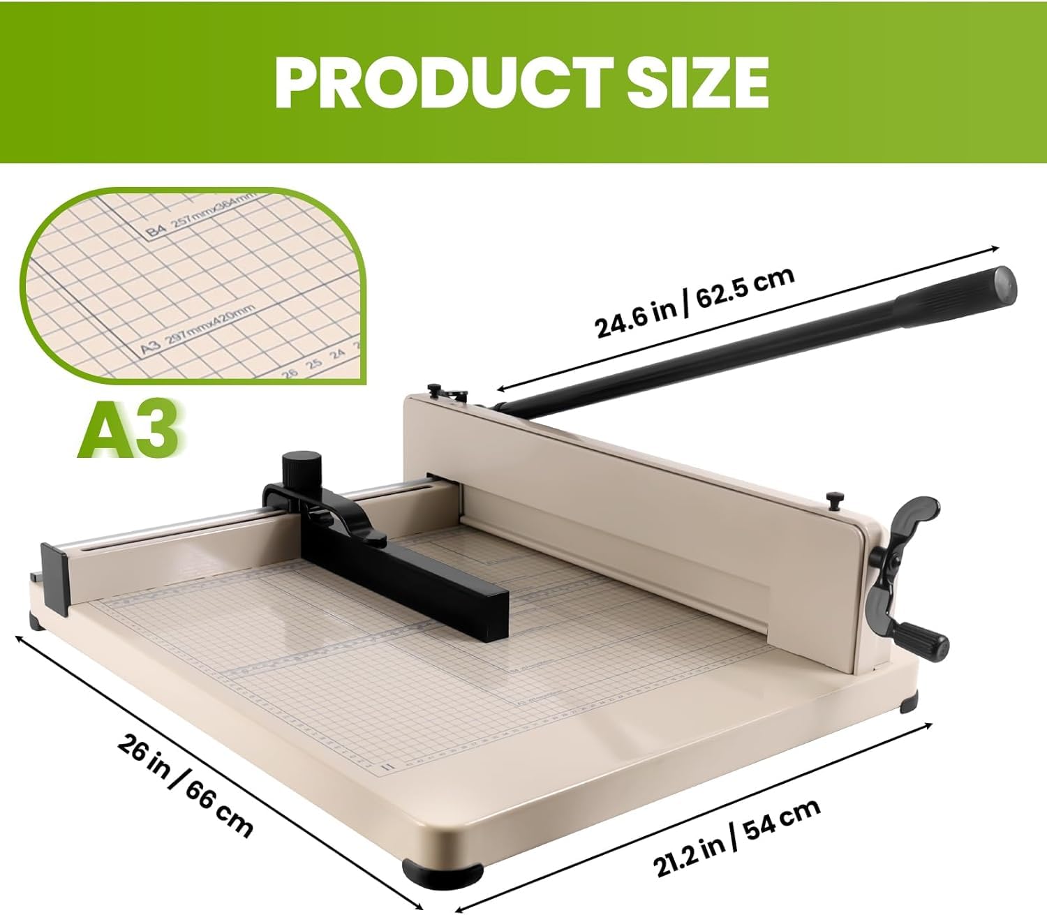 Taglierina a ghigliottina in metallo resistente, tagliacarte manuale da tavolo con blocco lama e pressa per carta, ideale per ufficio, scuola, scrapbooking, 400 fogli