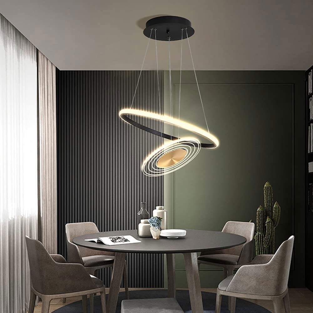 Lampa wisząca LED, akrylowy pierścień na schody, poddasze, jadalnię, salon, lampa sufitowa do wnętrz, dekoracja hotelu, 50 cm, możliwość ściemniania, czarny okrągły żyrandol