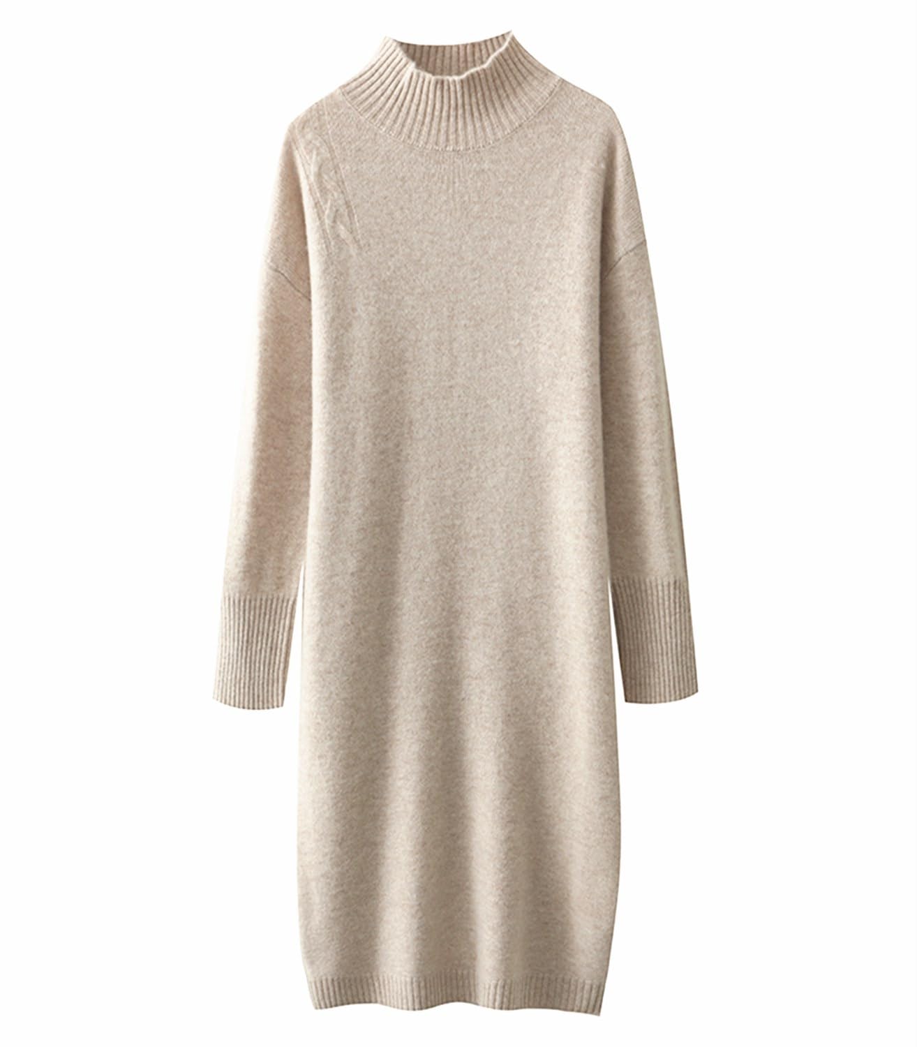 100% lana merino maglione vestito donna collo alto manica lunga spessa pullover autunno inverno maglia lungo top