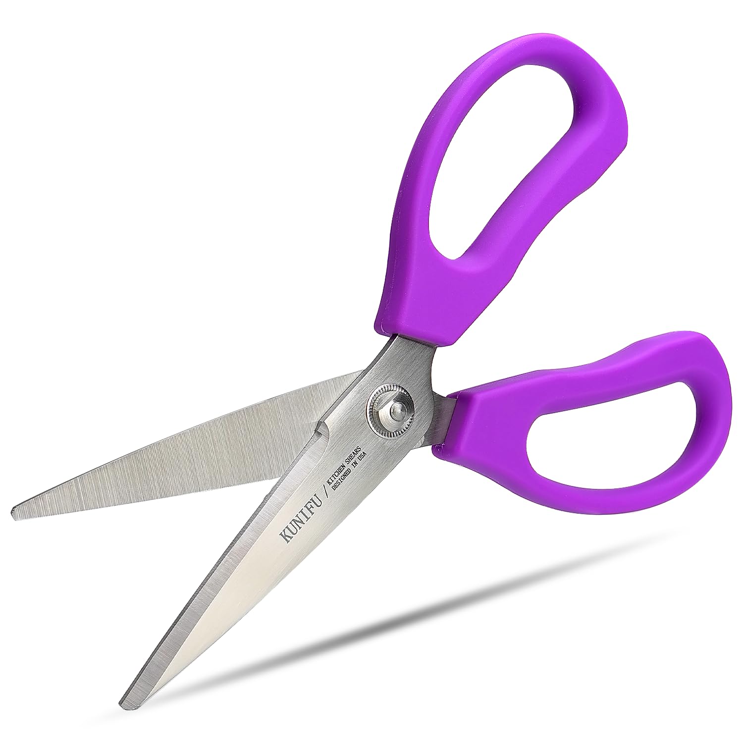 Kunifu, forbici multiuso da cucina, lavabili in lavastoviglie, forbici ultra affilate in acciaio inox per alimenti, forbici resistenti per pollo, carne, pesce, erbe aromatiche, viola