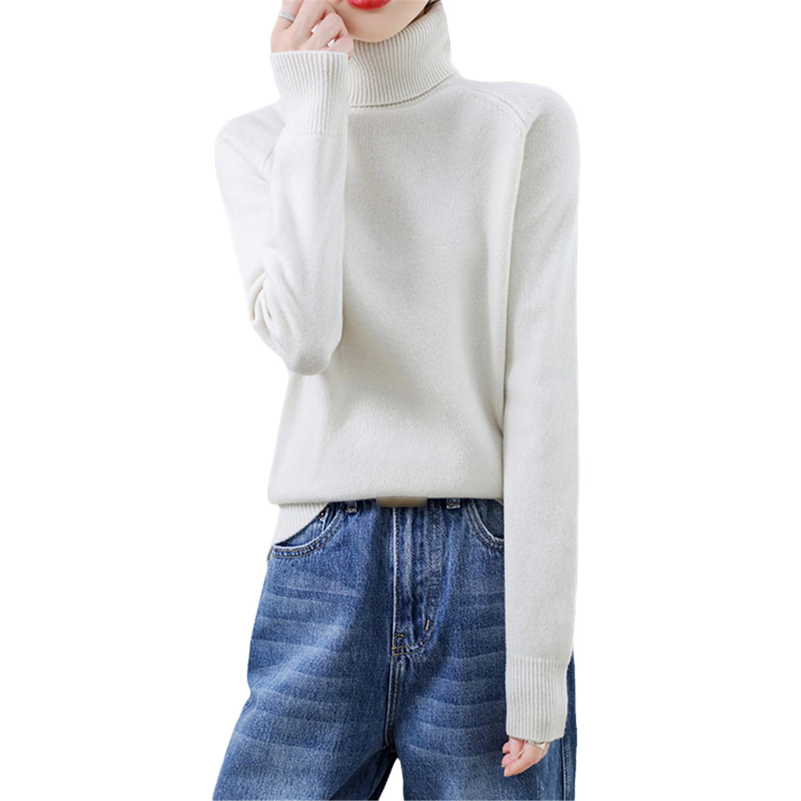 Suéter de mujer de otoño e invierno suéter de cachemira de manga larga casual suéter básico