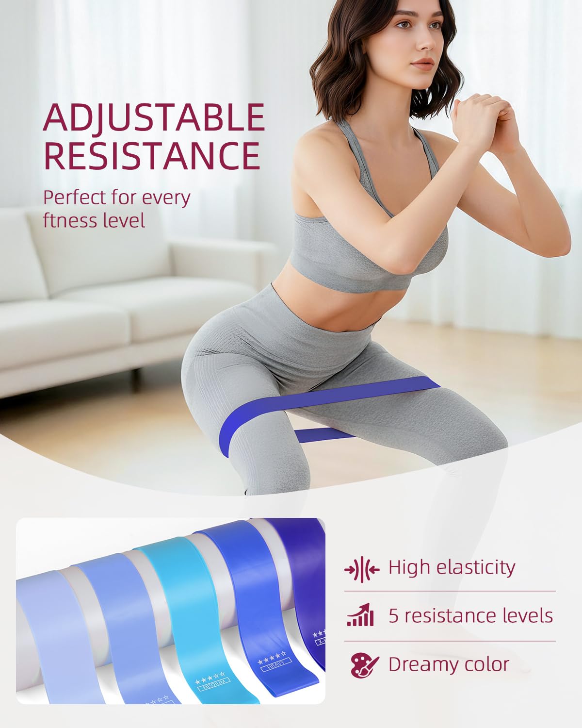 Abahub Pilates Ring Set, 35CM Magic Circle, 25CM Mini Ball,5er Set Fitnessbänder,Stretchbänder,Yoga Socken,Gleitscheiben,für Frauen Heimtraining, Flexibilität, Stabilität Blau Set