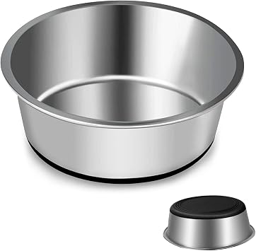 SUOXU Heavy Stainless Steel Dog Bowls,Large Dog Bowl With Non-slip Silicone Bases,Pet Feeding Bowls,2500ML Large Dog Feeder Bowls And Water BowlsXL-26cm