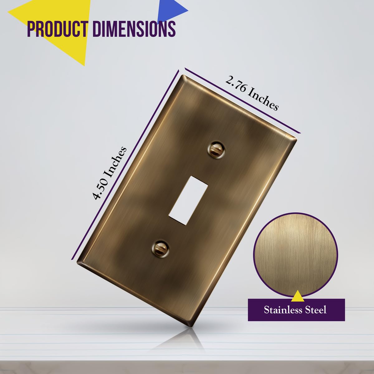 ENERLITES Toggle Light Switch Metal Wall Plate, Stainless Steel Switch Cover, Corrosion Resistant - Image 3