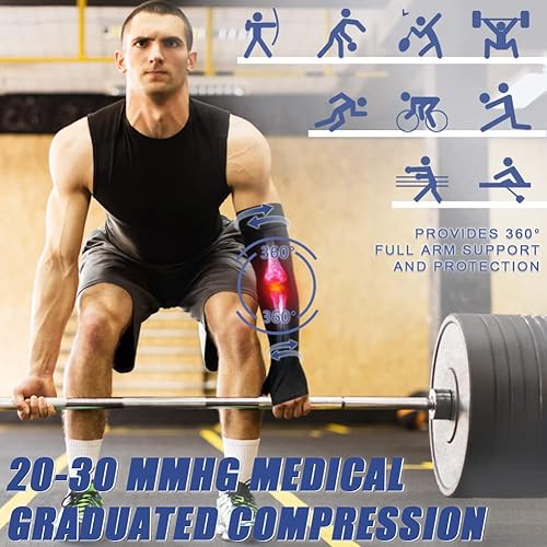 Miniatura 10 de Beister Manga de compresión médica para hombres y mujeres (individual), soporte completo de brazo de 20-30 mmhg con banda de silicona, soporte de