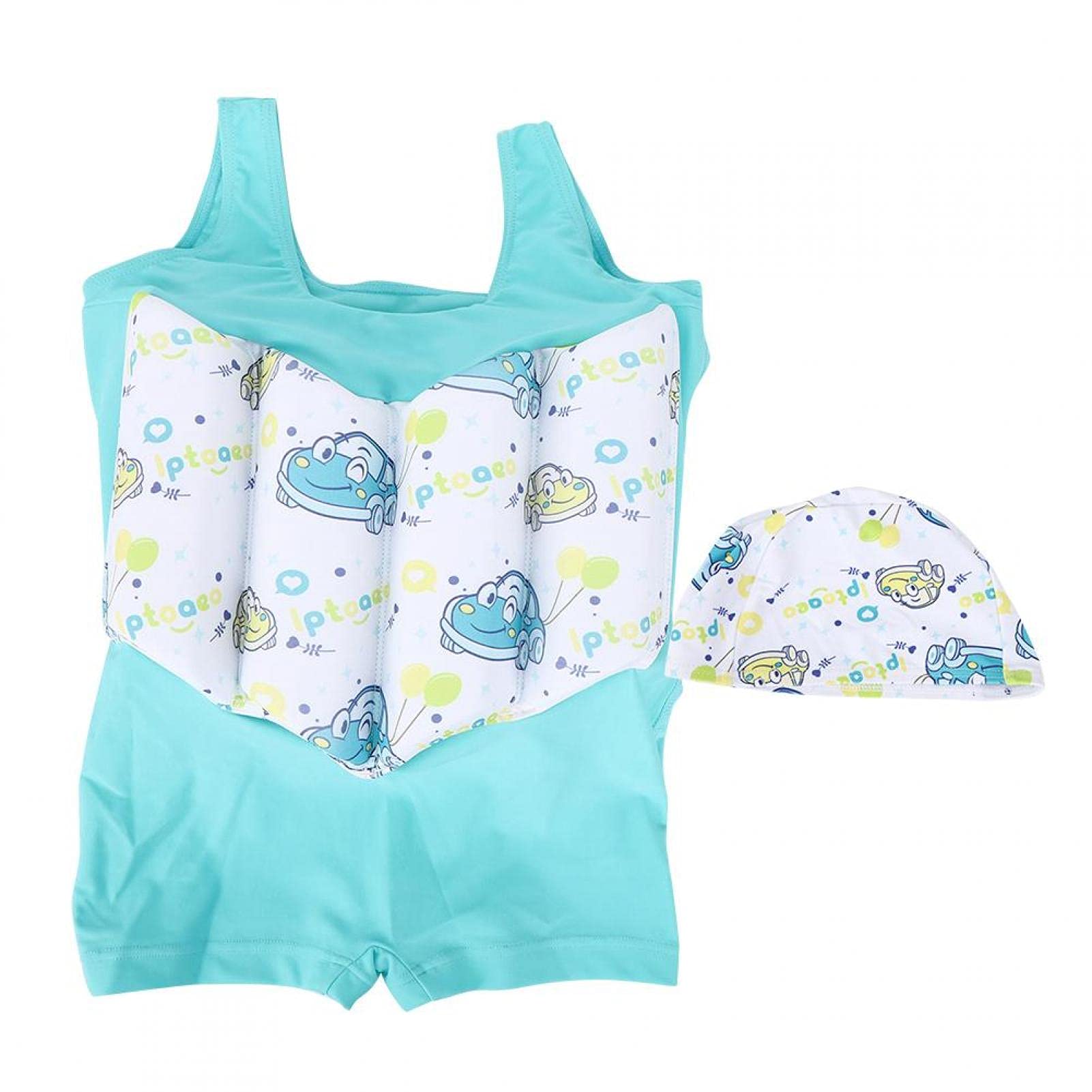 Alvinlite Baby/Toddler One Piece Buoyancy Swimming Swimwear with Sun Hat Swimsuit Accessory for Kid (120-NTL001-2)