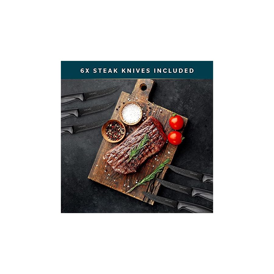 Home-Hero-Kitchen-Knife-Set-Steak-Knife-Set-20-Pcs-Ultra-Sharp-High-Carbon-Stainless-Steel-Knives-Set-Non-Stick-Coated-Chef-Knife-Set-with-Ergonomic-Handles Home Hero Kitchen Knife Set with Sharpener - High Carbon Stainless Steel Knife Block Set with Ergonomic Handles (20 Pcs - Granite)