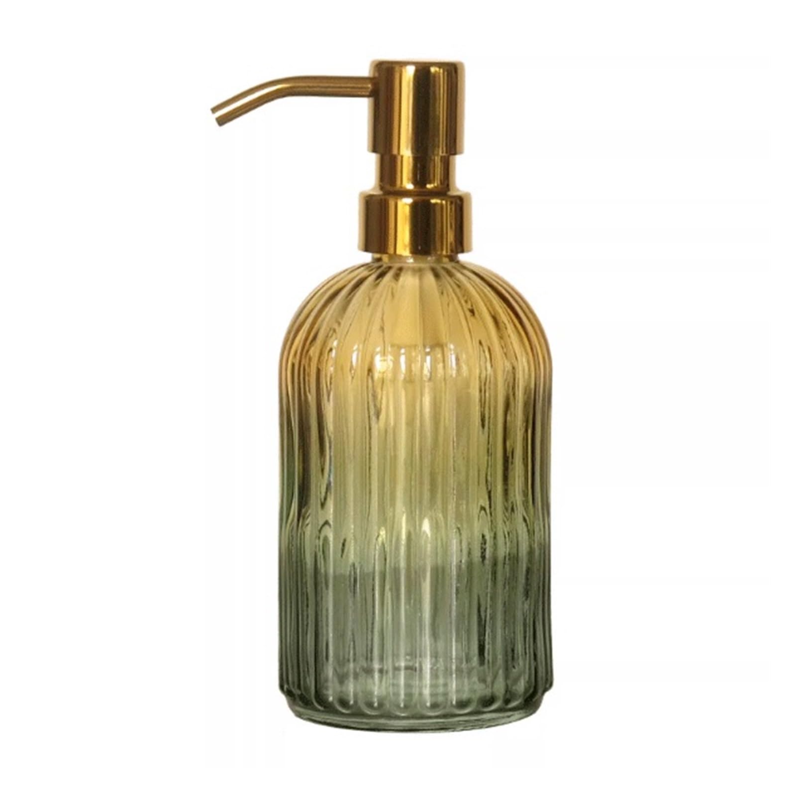 Distributeur savon salle bain anti-gaspillage flacon pompe verre vert robuste