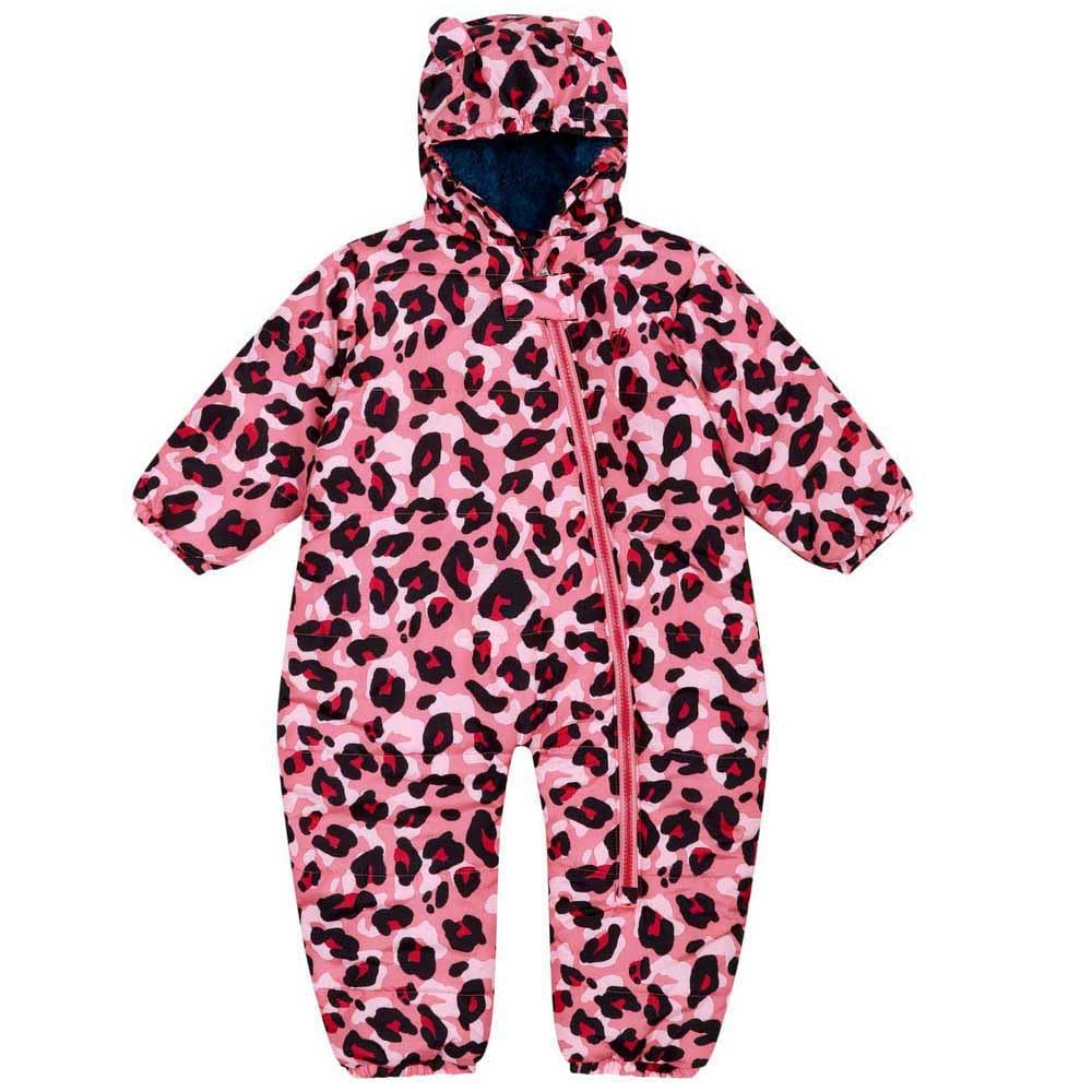 Dare 2b Kids' Bambino II Insulated Snowsuit with Water Repellent Finish, Perfect for Skiing, Snowboarding & Wintersports, Dusty Rose Cheetah Print