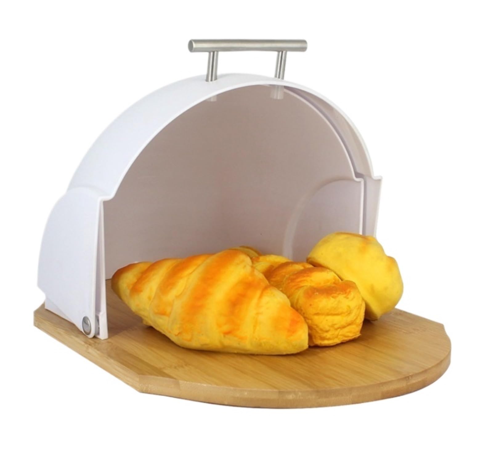 GOOPEEG Bread Bin, Pastries Bread Bin Storage Metal Lid Box Kitchen Storage Bin for Fresh Loaves(White)