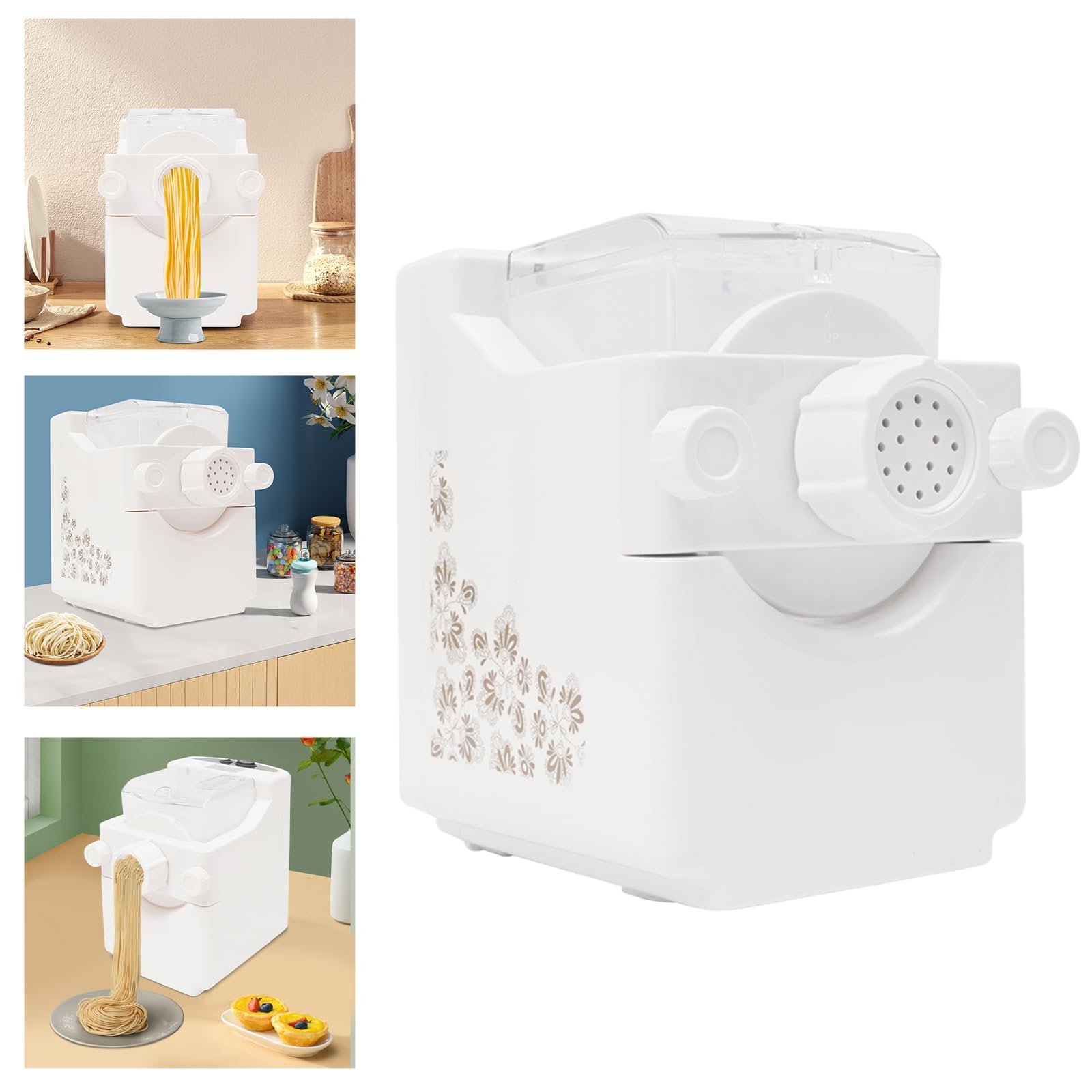 Machine à pâtes électrique avec 9 formes, machine à pâtes automatique pour pâtes fraîches et pâte, capacité de 500g, moteur en cuivre de 180W, machine à pâtes pour la maison, pâtes, raviolis, nouilles