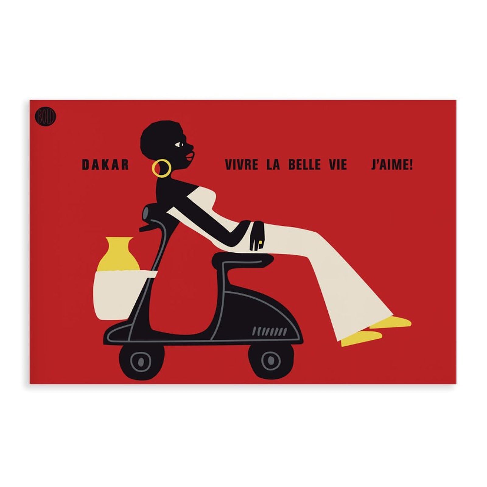 GJtyRFH On A Vespa in Dakar Woman Senegal Africa Mid Century Modern Ethiopia (2) Canvas Wall Art Posters And Prints Room Aesthetic Bedroom Office Decor 16" L X 24" W