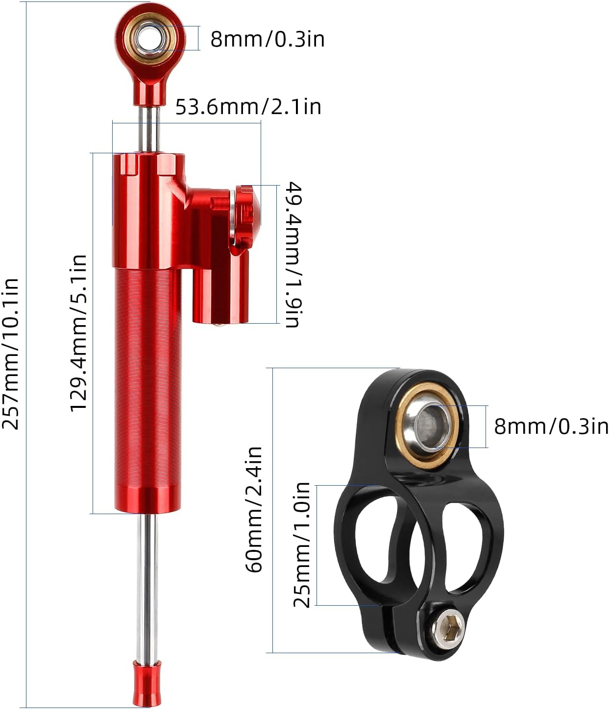 Steering Damper Tube for Zero 10X Scooter Accessories High Speed Driving Stabilizer to Eliminate Riding Wobbles Electric Scooter Retrofit Accessories (Red)
