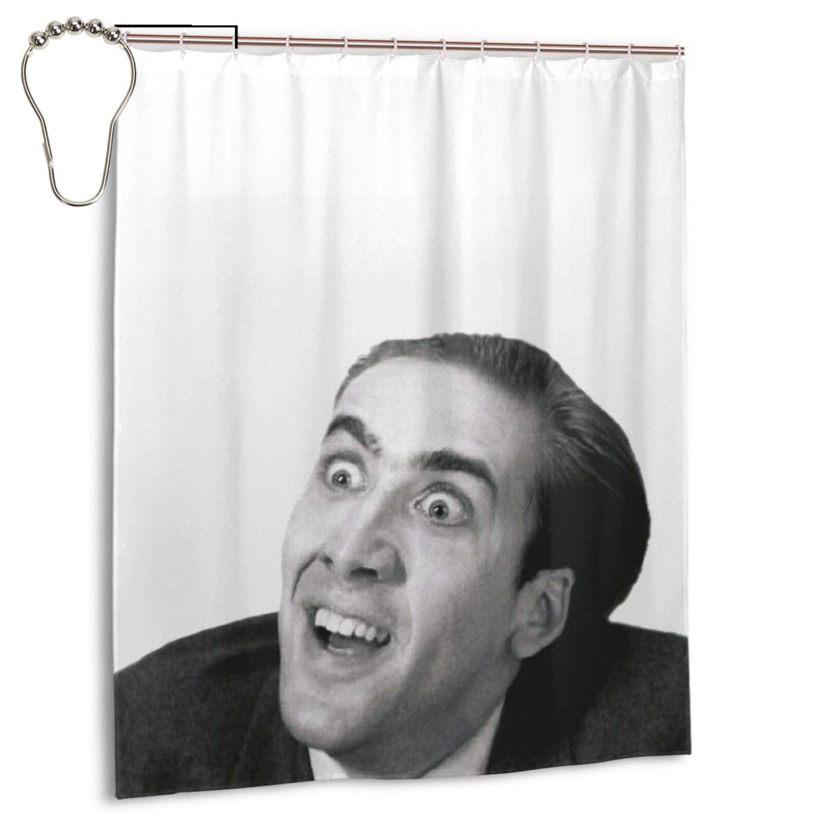 Izumo Nicol-As Cag-E Meme Shower Curtains Waterproof Bathroom Shower Curtain Set with Hooks Heavy Duty Fabric Bath Curtain for Bathtub Showers Bathroom Decor 60" W X 72" H