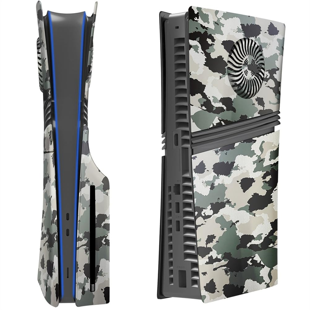 Placas frontales para PS5 Pro Disc Edition, para accesorios de cubierta P5 Pro, placa frontal, panel lateral transpirable, repuesto para placas de versión de disco PS5 Pro (camuflaje)
