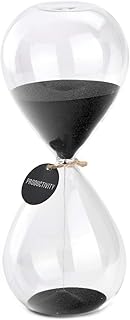 SWISSELITE Hourglass Sand Timers, Hourglass Sand Clock Inspired Glass for Home, Desk, Office Decor(8Inch-30Mins Black Beauty)
