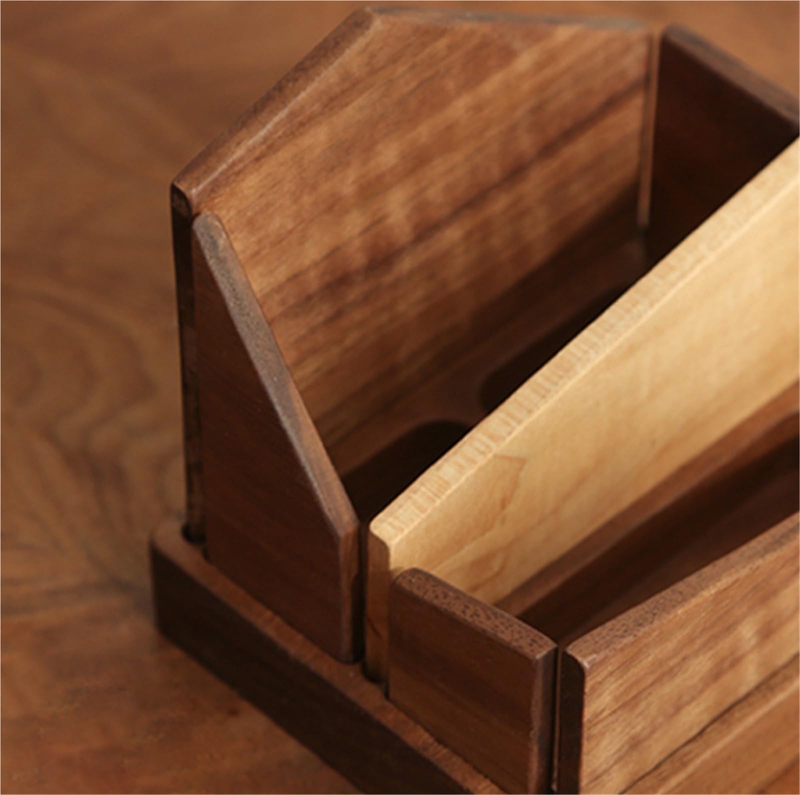 Expositor, Tarjetero de madera | Escritorio de oficina Bruin 11,2x10x12cm: Tarjetero