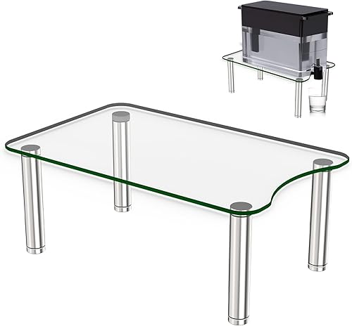 MAYJOY Soporte dispensador de agua, soporte de filtro de agua de vidrio templado transparente para encimera, compatible con jarra de agua Brita y
