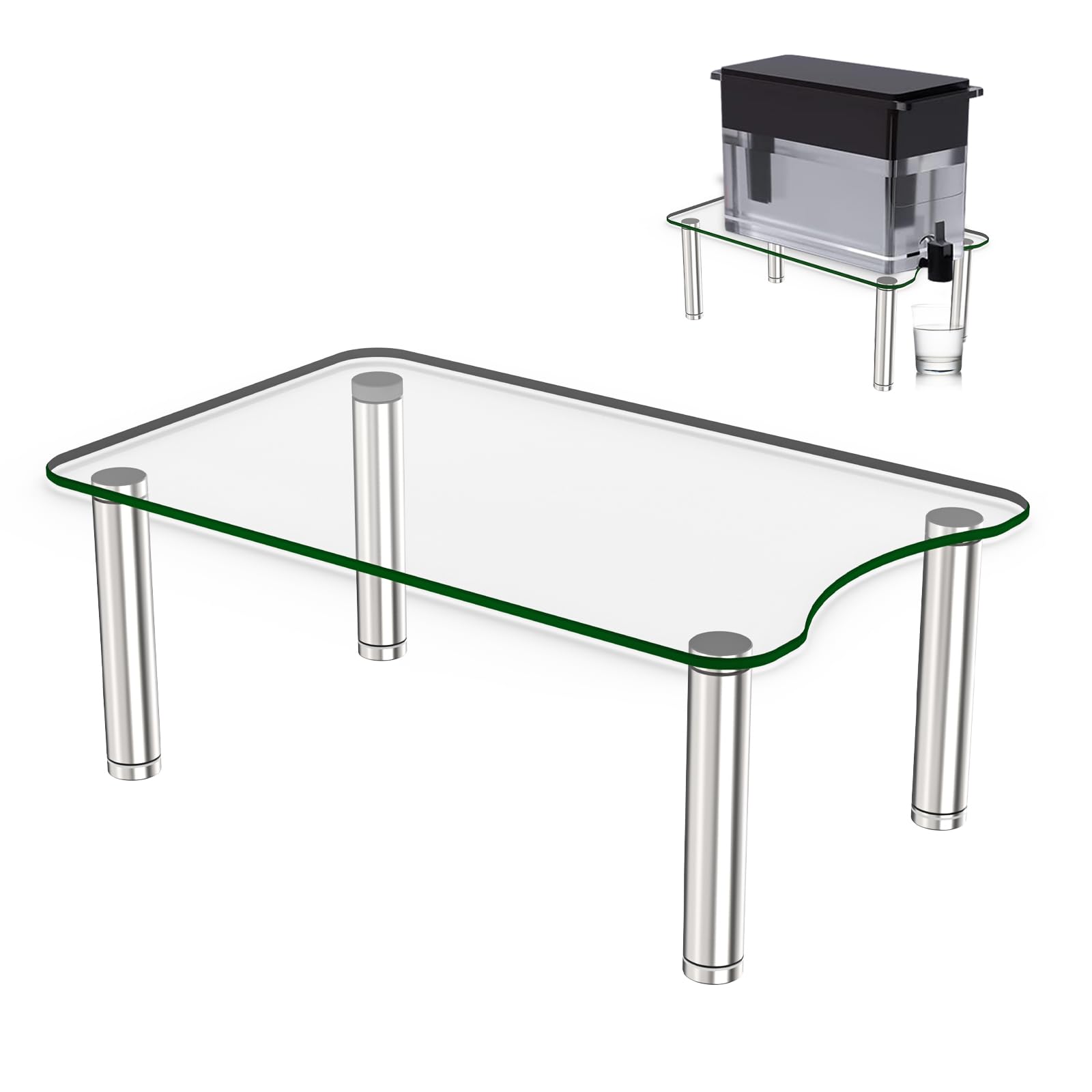 MAYJOY Water Dispenser Stand, Clear Tempered Glass Water Filter Stand for Countertop, Compatible with Brita Water Pitcher & Zerowater Pitcher, Perfect for Iced Beverage Dispenser in Kitchen