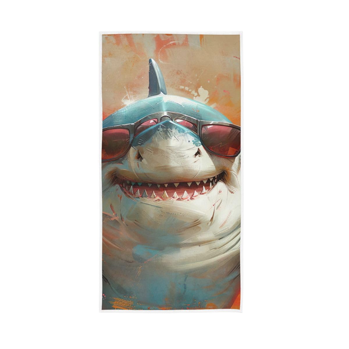 LSRCPD Funny Shark with Sunglasses Hand Towels, Bath Hand Towel 15 x 30 Inches, Decorative Towels