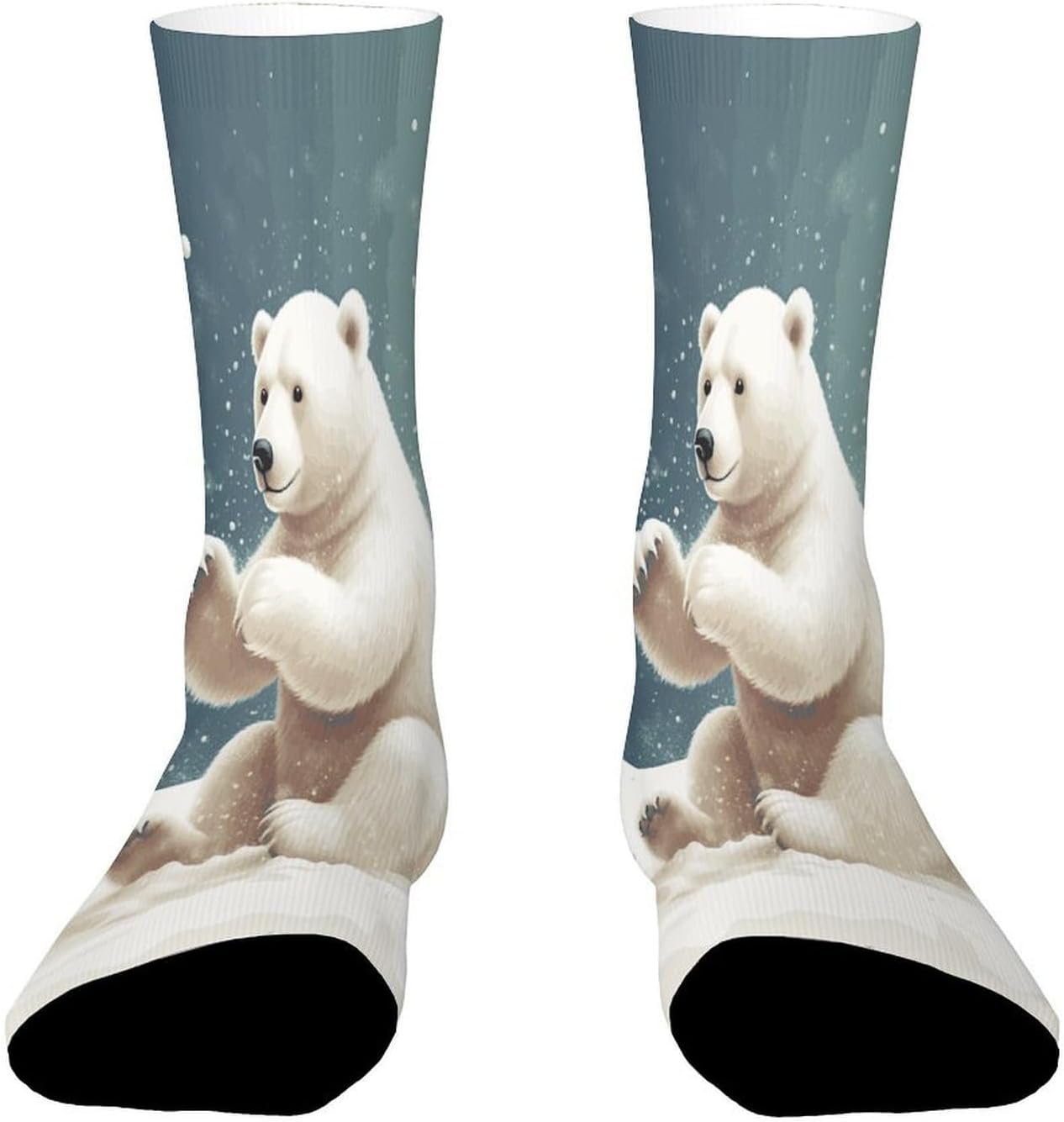 Funny Polar Bear Playing Snowball Crew Sock High Stocking Grippy Socks | Socks for Men & Women,Stockings-Long Thin Tube Sports, Breathable Soft Athletic for Nurses,Travel