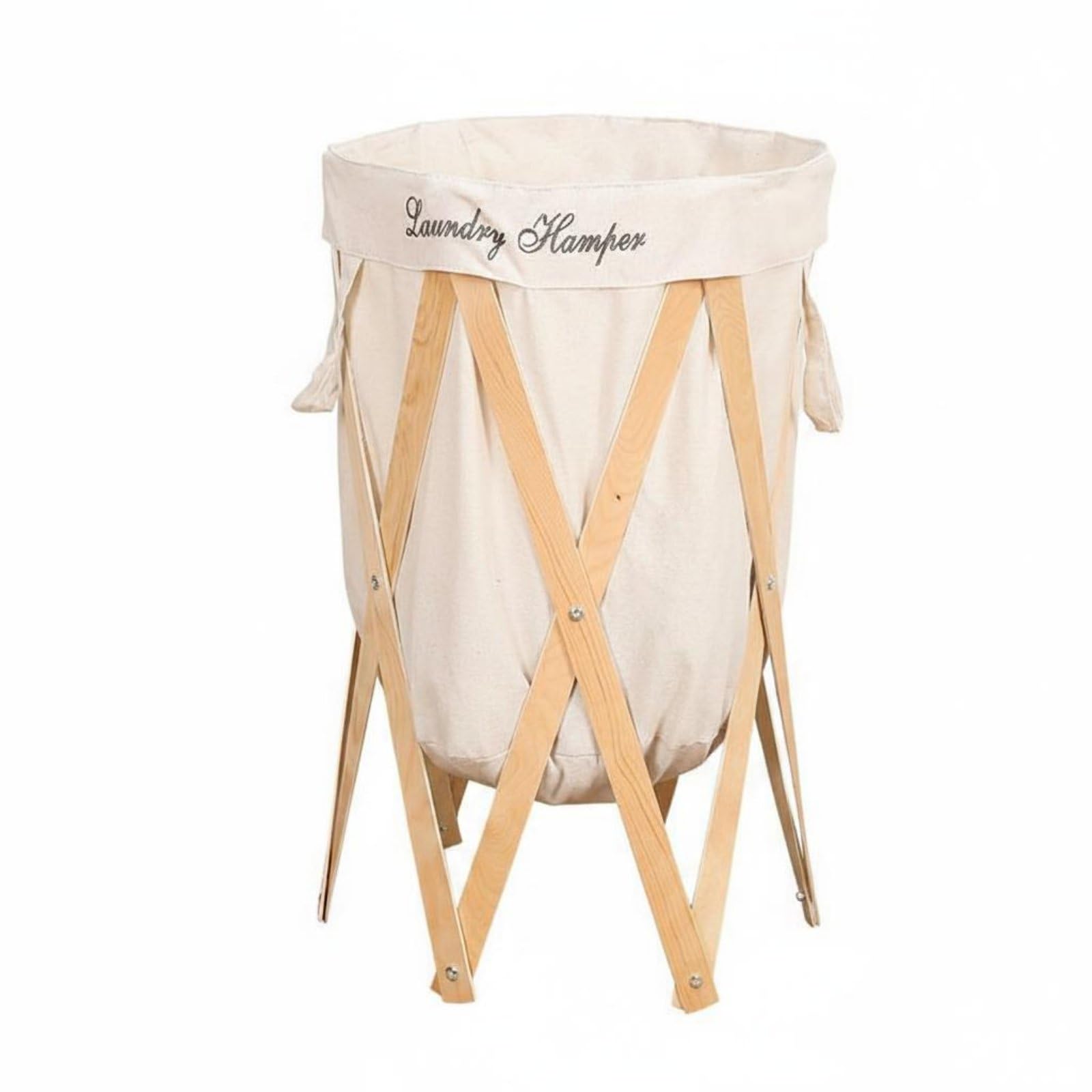 Wäschekorb Faltbar Wäschesammler Wäschebehälter Wäschetruhe Organizer aus Baumwollleinen Und Holzrahmen Platzsparend Klappbar Leicht Tragbar für, Beige Original Frame