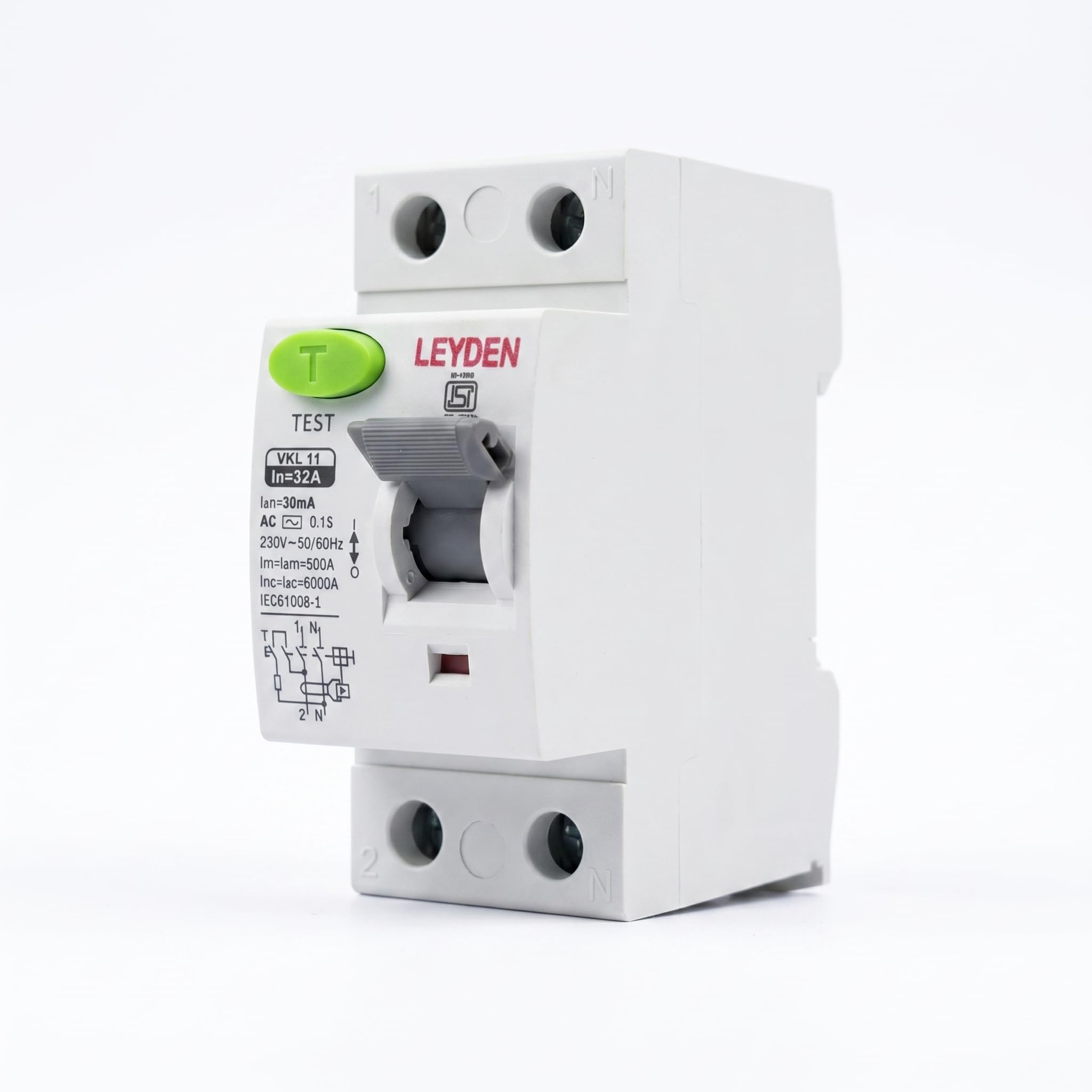 LEYDEN® LRB2P 32A, 220V, Single Phase 2 Pole ELCB, RCCB, Leakage Protection, Leakage Current 30 ma (Shock Guard) 1